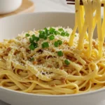 Thanh Long garlic noodles glistening with buttery garlic sauce