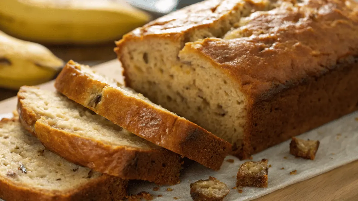 4 ingredient banana bread loaf sliced