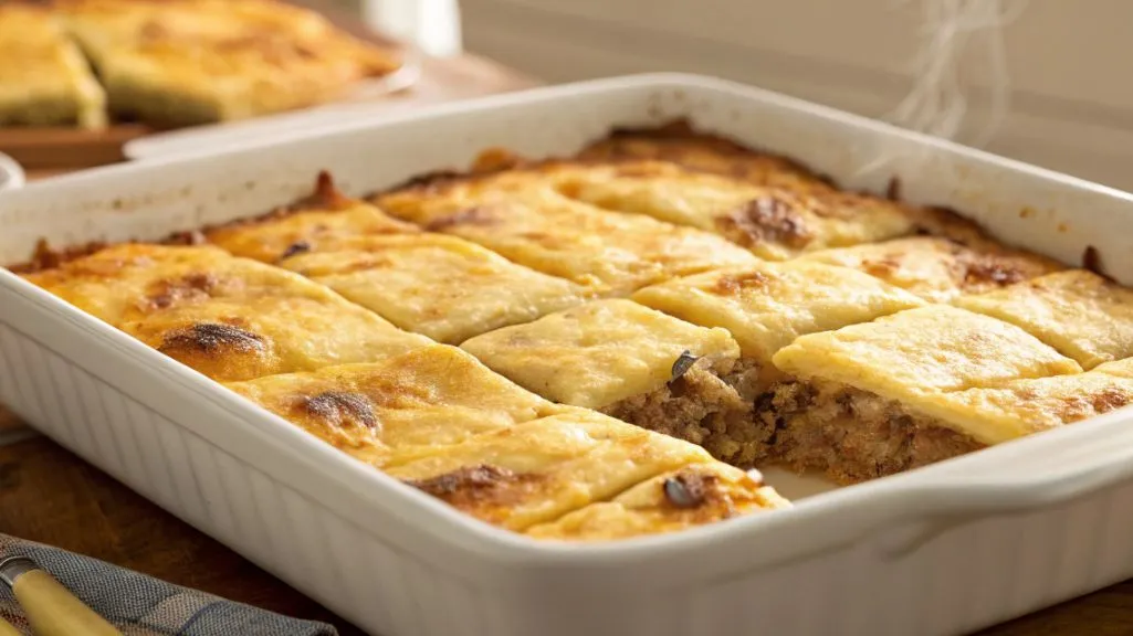 Golden baked ground beef and egg casserole for the carnivore diet