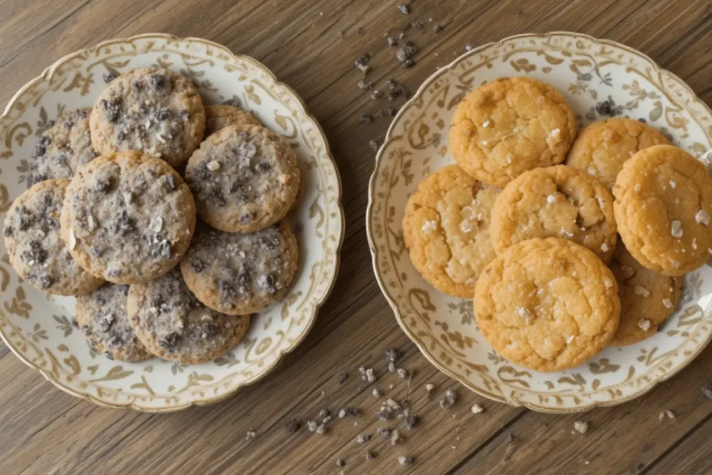 Lavender Earl Grey and orange-glazed Earl Grey Cookies on decorated plates