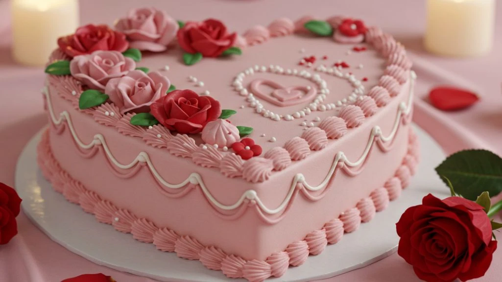 Romantic Heart Cakes Near Me on a Valentine-themed table
