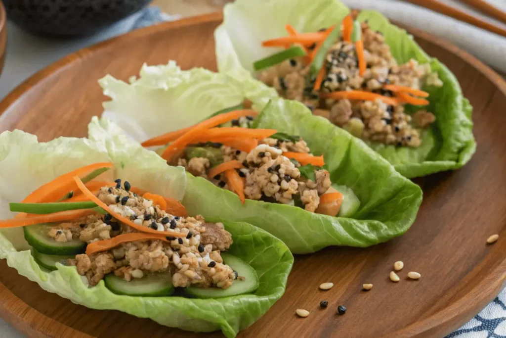 Asian ground turkey lettuce wraps