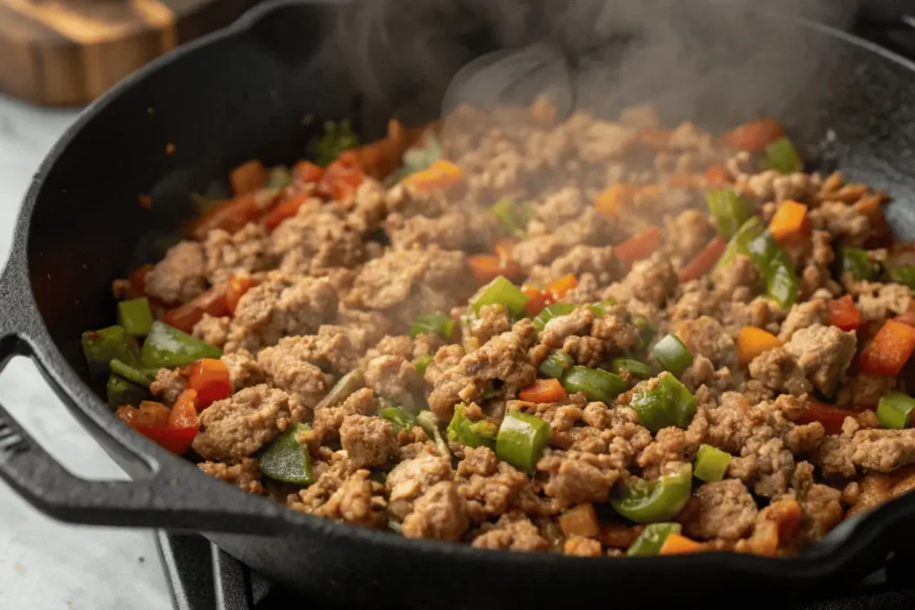 ground turkey veggie skillet dinner