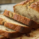 super slice banana bread on wooden board