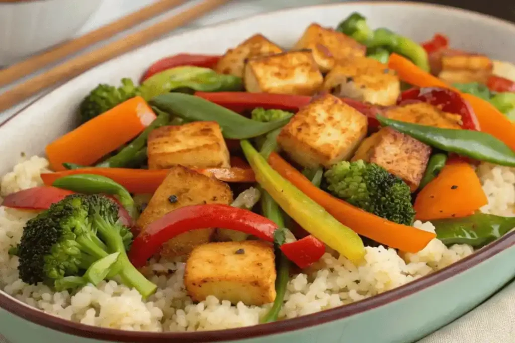 Chicken or Tofu Stir-Fry with Cauliflower Rice