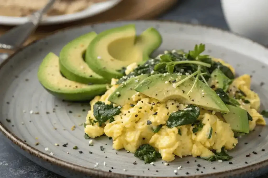 Egg Scramble with Spinach and Avocado