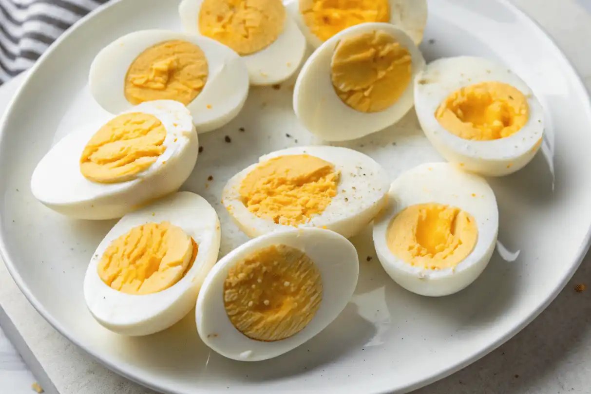 Hard-boiled eggs with toppings showing protein-packed snack options