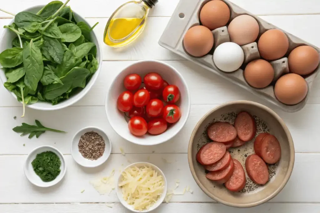 Ingredients for Scrambled Eggs with Sausage