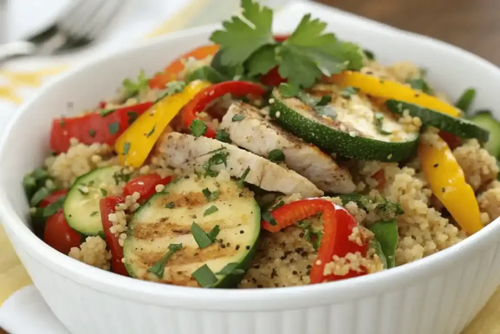 Quinoa Salad with Grilled Chicken and Roasted Vegetables