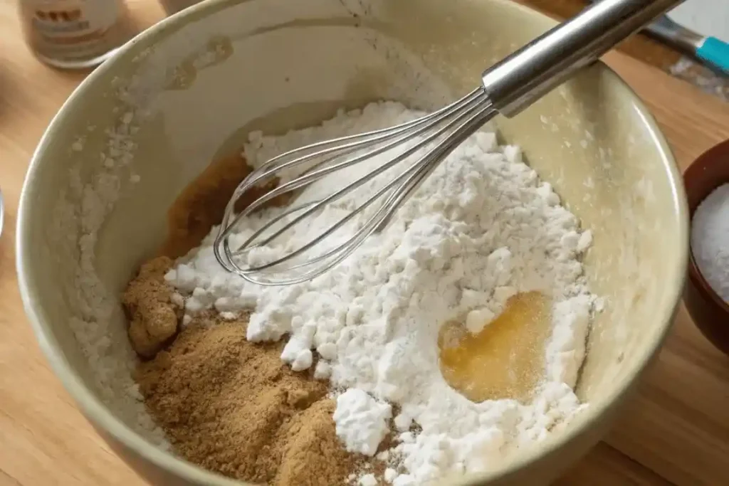 Whisking dry ingredients for buckwheat pancakes