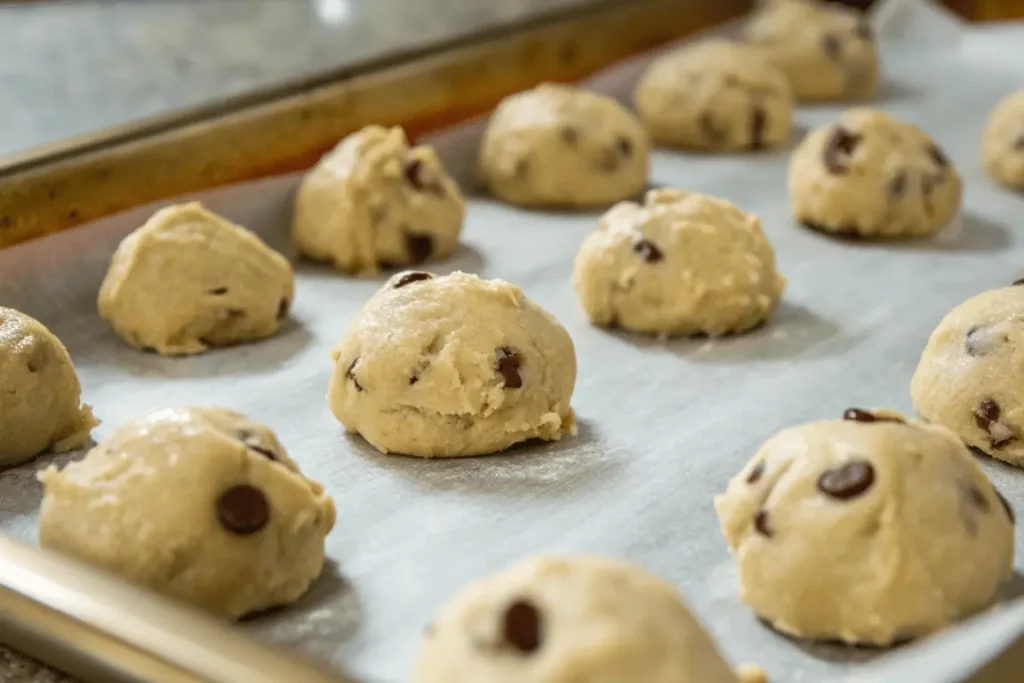 Chilled cookie dough for soft chocolate chip cookies