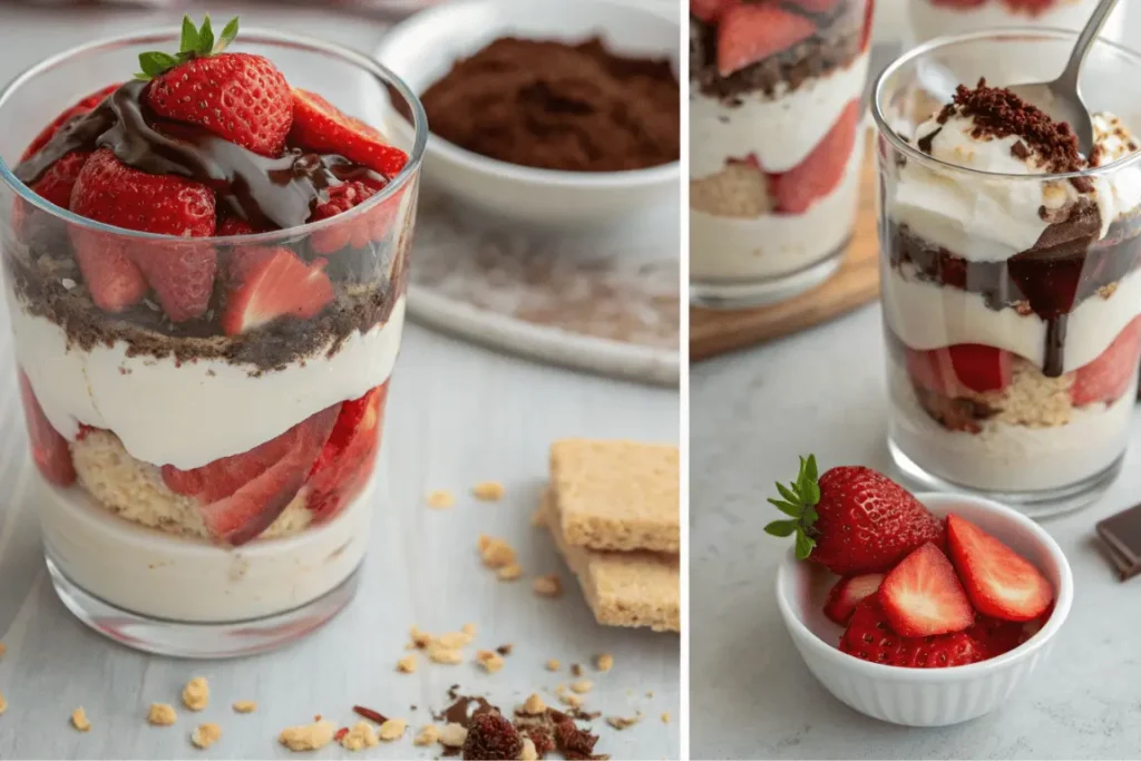 Layering process of a Dubai Strawberry Cup
