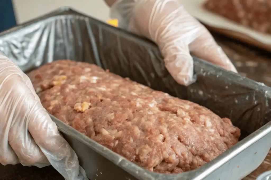 How to freeze raw meatloaf by shaping, wrapping, and storing