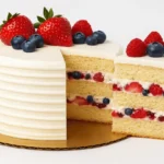 Publix Chantilly Cake with fresh berries and almond vanilla layers
