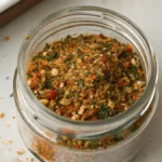 Homemade hello fresh fry seasoning recipe in a jar with fries