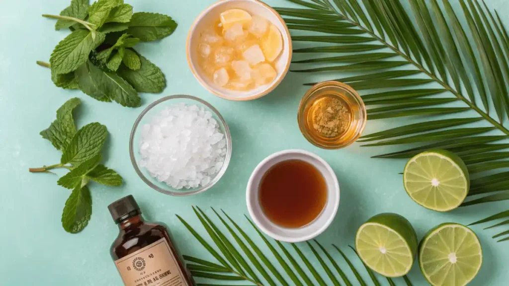 Essential ingredients for the perfect Mai Tai recipe with rum, lime, curaçao, and orgeat syrup