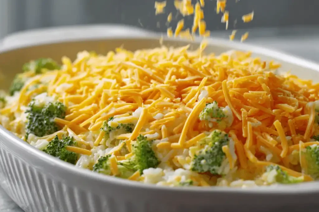Cheddar cheese topping for Chicken Broccoli Rice Casserole